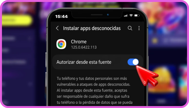 Opción de instalación desde fuentes desconocidas
