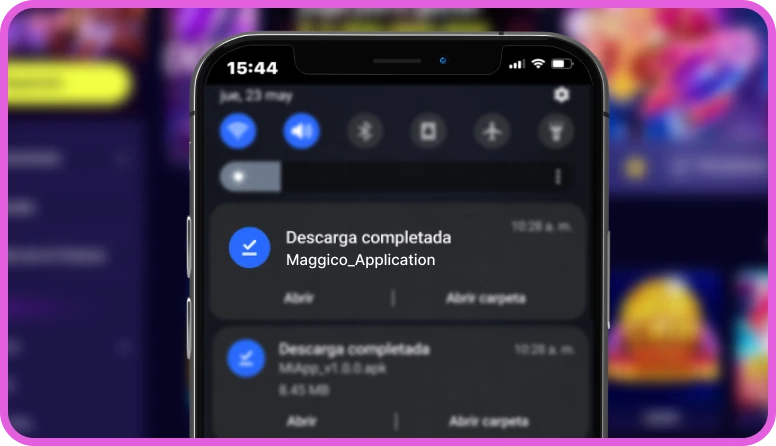 Archivo APK en la sección de descargas