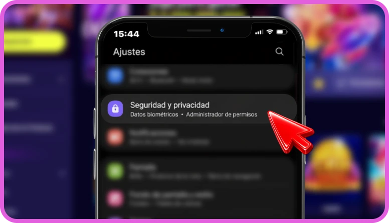 Sección de seguridad en la configuración del sistema