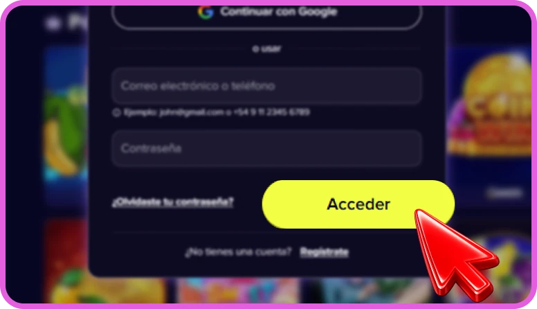 Acceso a la cuenta del usuario